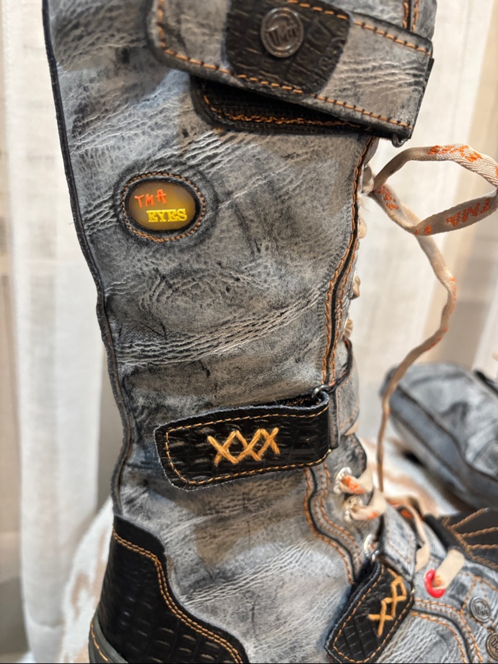 Casual Gray and Black Lace-Up Men's High-Top Boots - Picture 7 of 12